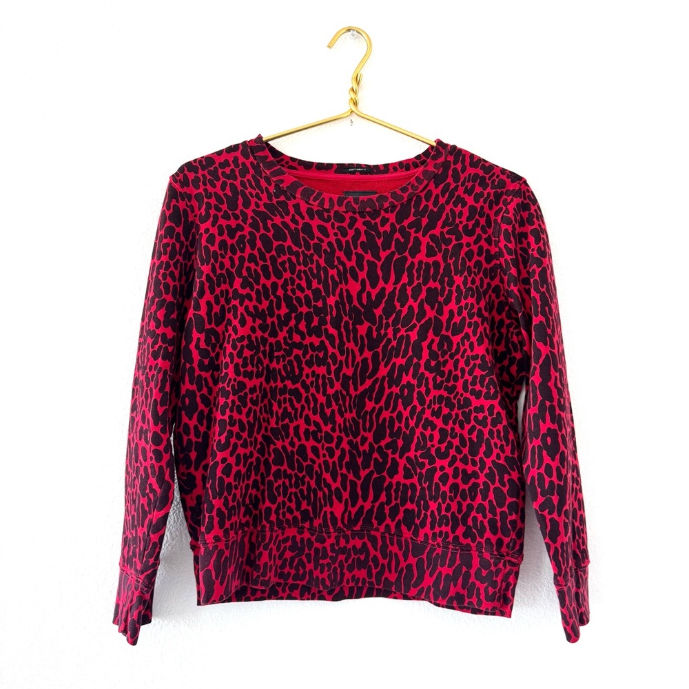 Mother Don’t Sweat It Sweatshirt in Red Leopard Print